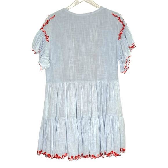 Goodnight Macaroon L Baby Blue Tiered Ruffle Mini Dress Embroidery *flaw - Picture 3 of 9